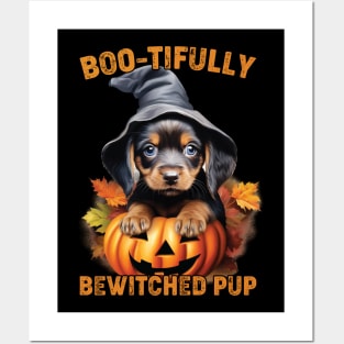 Boo-tifully Bewitched Puppy Dog Halloween Posters and Art